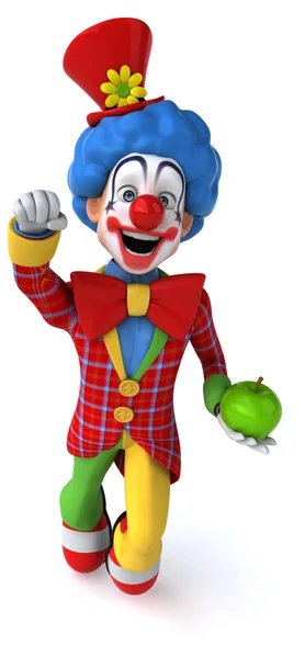 Fun cartoon clown with apple — Stock Photo, Image