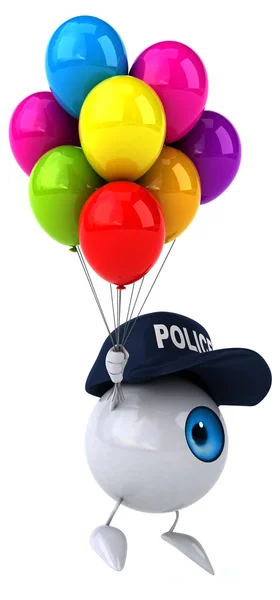Spaß Cartoon Auge mit Luftballons — Stockfoto