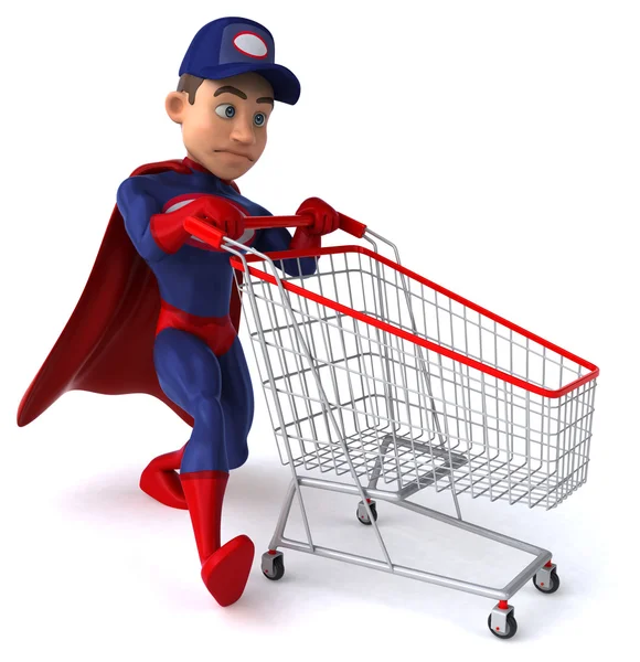 Super mecânico com carrinho de compras — Fotografia de Stock