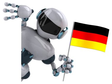 Eğlenceli çizgi film robot bayrak ile