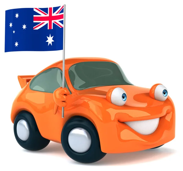 Çizgi film araba bayrak ile eğlenceli — Stok fotoğraf