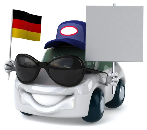 Fun voiture de dessin animé avec drapeau — Photo