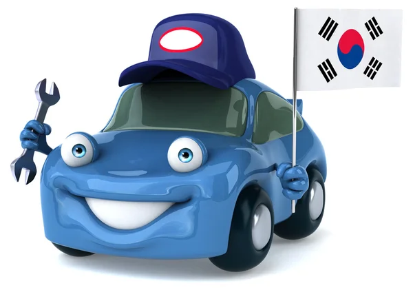 Διασκέδαση αυτοκινήτων κινούμενων σχεδίων με σημαία — Φωτογραφία Αρχείου