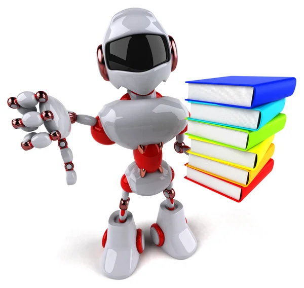 Divertido robot con libros —  Fotos de Stock