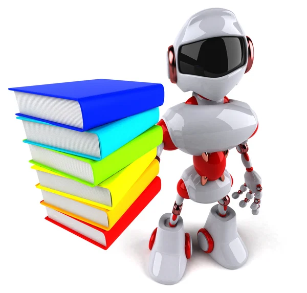 Robot amusant avec des livres — Photo