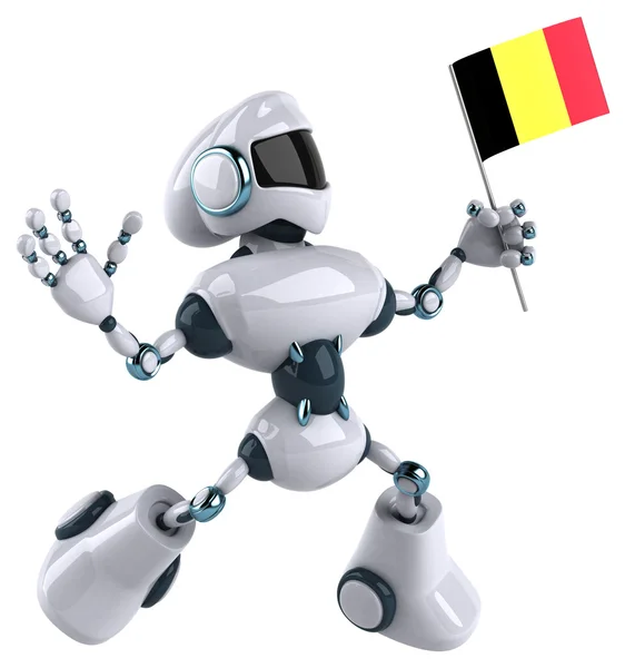 Divertido robot de dibujos animados con bandera — Foto de Stock