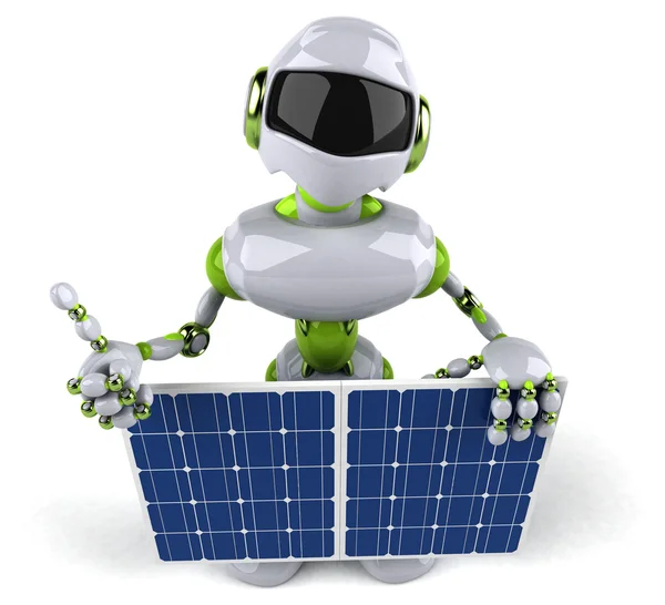 Fun cartoon Robot with solar panels — Stock Photo, Image