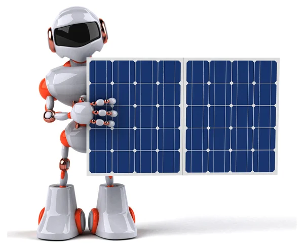 Leuke cartoon Robot met zonnepanelen — Stockfoto