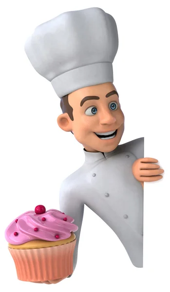 Fun chef with cupcake — Stock Photo, Image