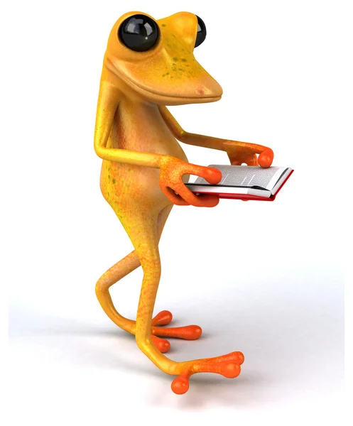 Fun frog with book — Stock Photo, Image