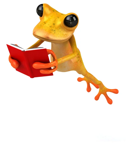 Διασκέδαση βάτραχος με βιβλίο — Φωτογραφία Αρχείου