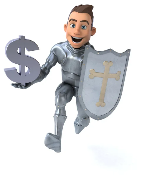 ドル記号を持つ楽しい騎士 — ストック写真
