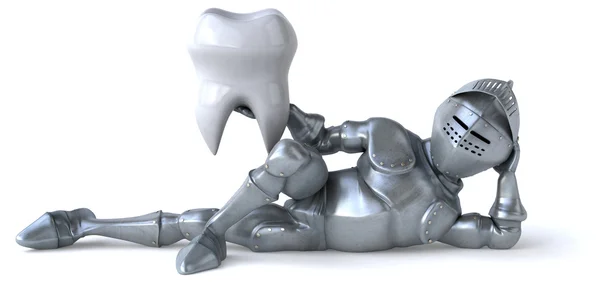 Fun knight with tooth — Stock Photo, Image
