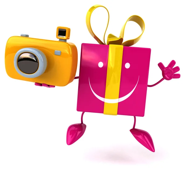 Fun cartoon gift with camera — Stock Photo, Image