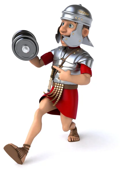 Divertido soldado romano con pesas — Foto de Stock