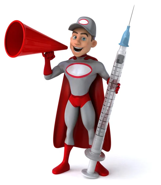 Super mechanik s injekční stříkačkou — Stock fotografie