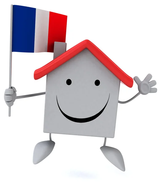 Casa divertida com bandeira da França — Fotografia de Stock