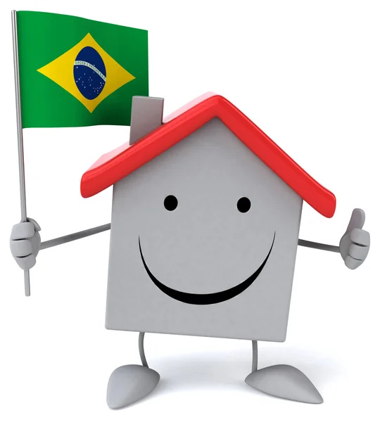 Leuk huis met vlag van Brazilië — Stockfoto