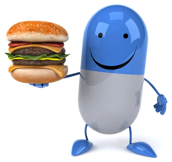 Burger hapla eğlenceli çizgi film — Stok fotoğraf