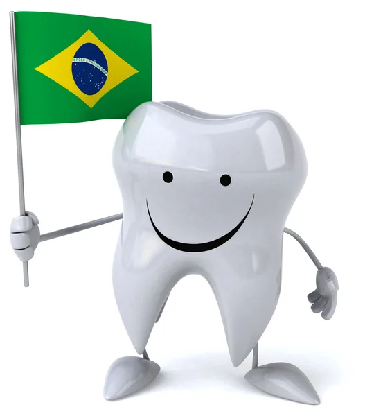 Dente divertido com bandeira do Brasil — Fotografia de Stock