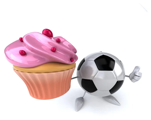 Fotboll bollen med cupcake — Stockfoto