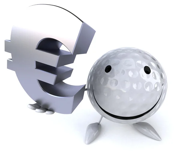 Golf ball with euro sign — Stock Photo, Image