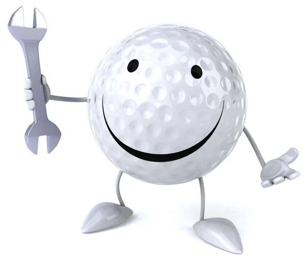 Golfball mit Schraubenschlüssel — Stockfoto