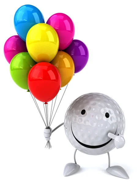 Golfball mit Luftballons — Stockfoto