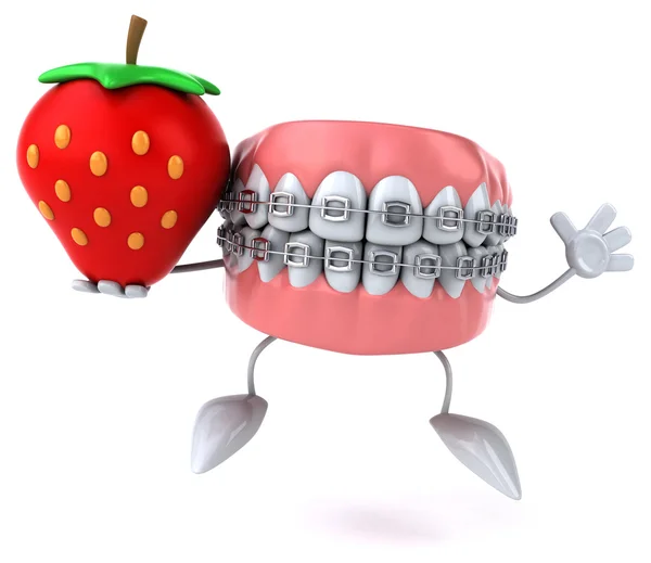 Divertidos dientes de dibujos animados con tirantes — Foto de Stock