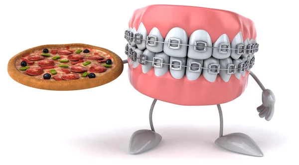 Divertidos dientes de dibujos animados con tirantes — Foto de Stock