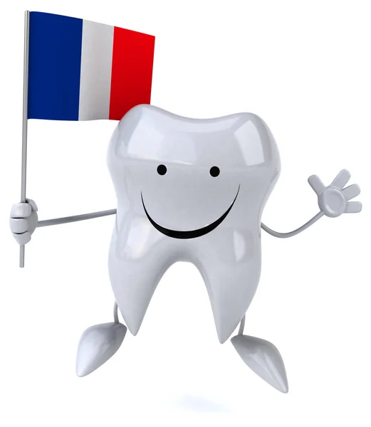 Смешной карикатурный зуб с флагом — стоковое фото