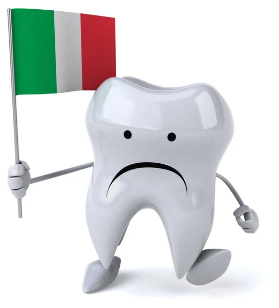 Funny cartoon tooth with flag — Stock Photo, Image