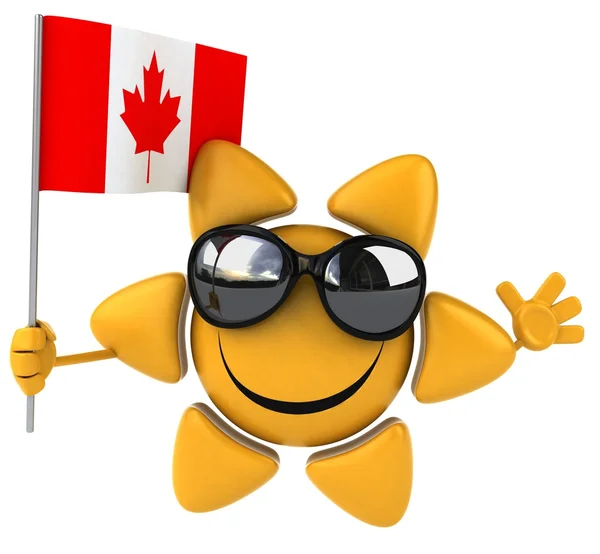 Funny cartoon sun with flag — Stock Photo, Image