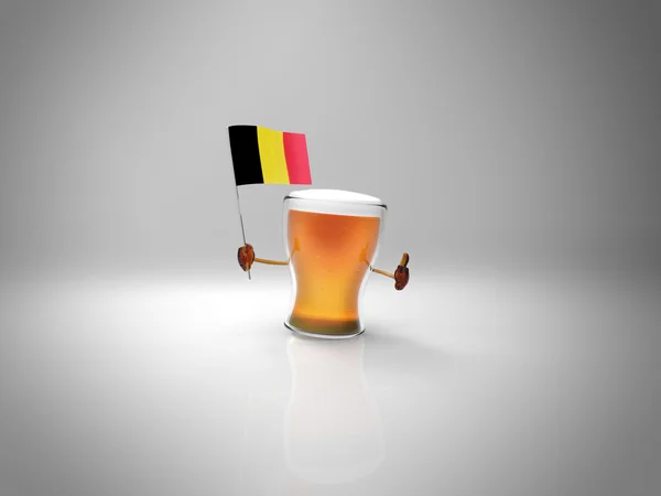 Cerveza divertida con bandera — Foto de Stock