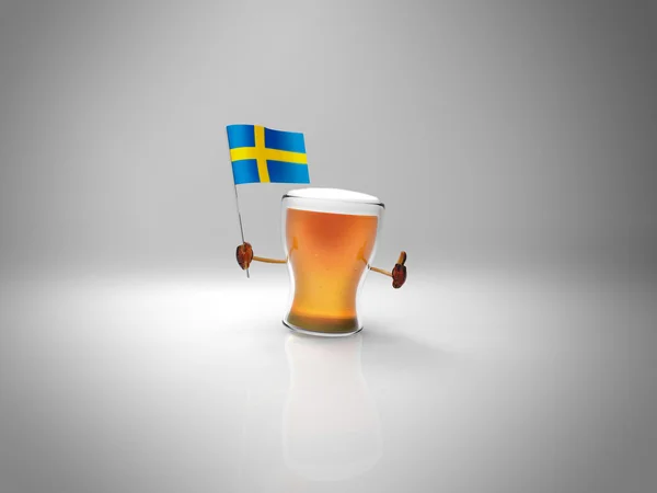 Cerveja divertida com bandeira — Fotografia de Stock
