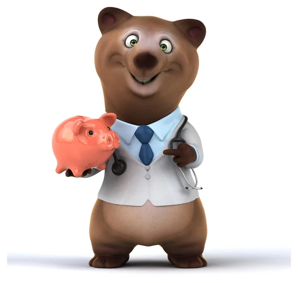 Fun bear with piggy bank — Stock Photo, Image