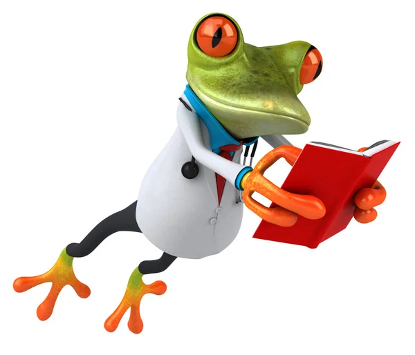 Веселая лягушка с книгой — стоковое фото