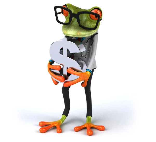 Весела жаба зі знаком долара — стокове фото