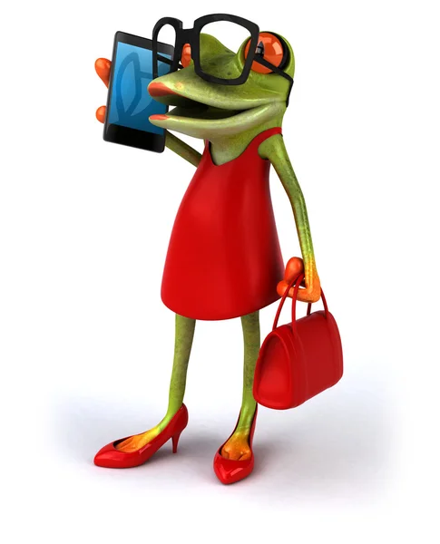 穿红色连衣裙的搞笑青蛙 — 图库照片