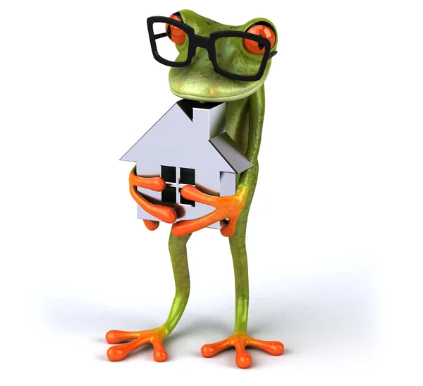 Zábavné kreslené žába — Stock fotografie