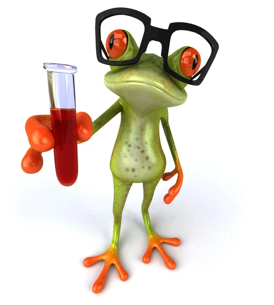 Grenouille dessin animé amusante avec vaccin — Photo