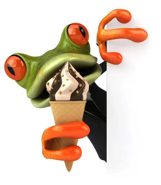 Spaßfrosch mit Eis — Stockfoto