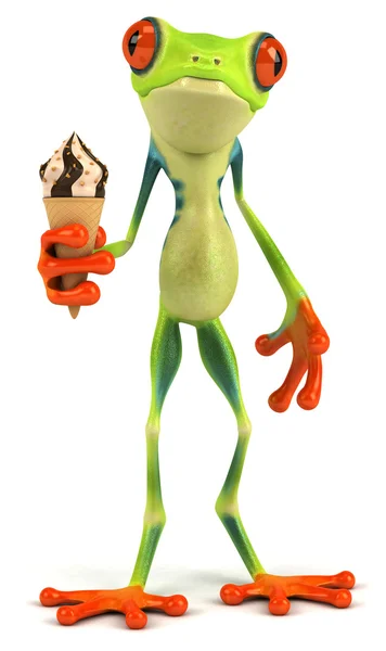 Fun frog with ice cream — Stock Photo, Image