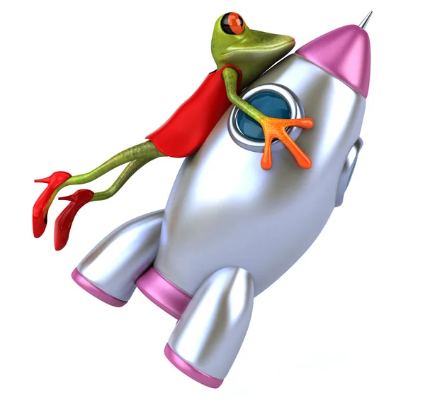 Fun katak dengan roket — Stok Foto