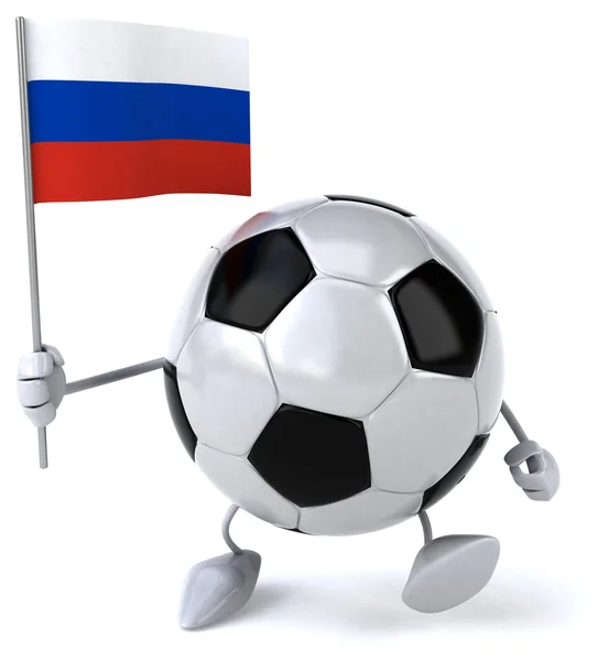 Cartone animato palla da calcio con bandiera — Foto Stock