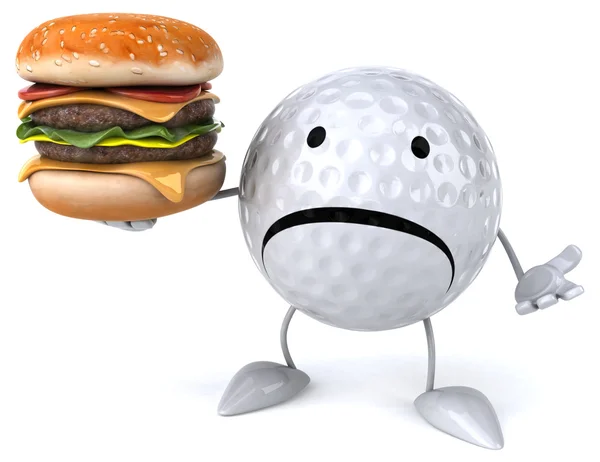 Dessin animé Boule de golf avec hamburger — Photo