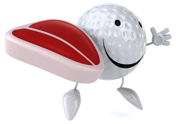 Cartoon Golf ball with steak — Stock Photo, Image