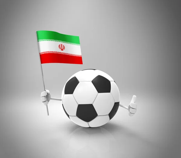 Cartone animato palla da calcio con bandiera — Foto Stock