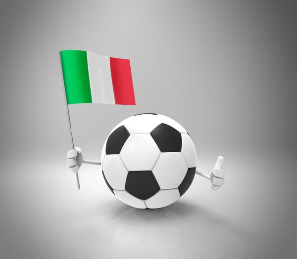 Cartone animato palla da calcio con bandiera — Foto Stock