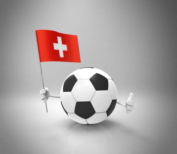 Cartoon-Fußballball mit Fahne — Stockfoto